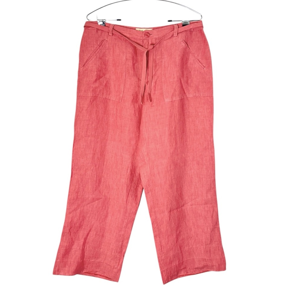 Linden Hill 100% linen pants Size 12 cropped Melon orange